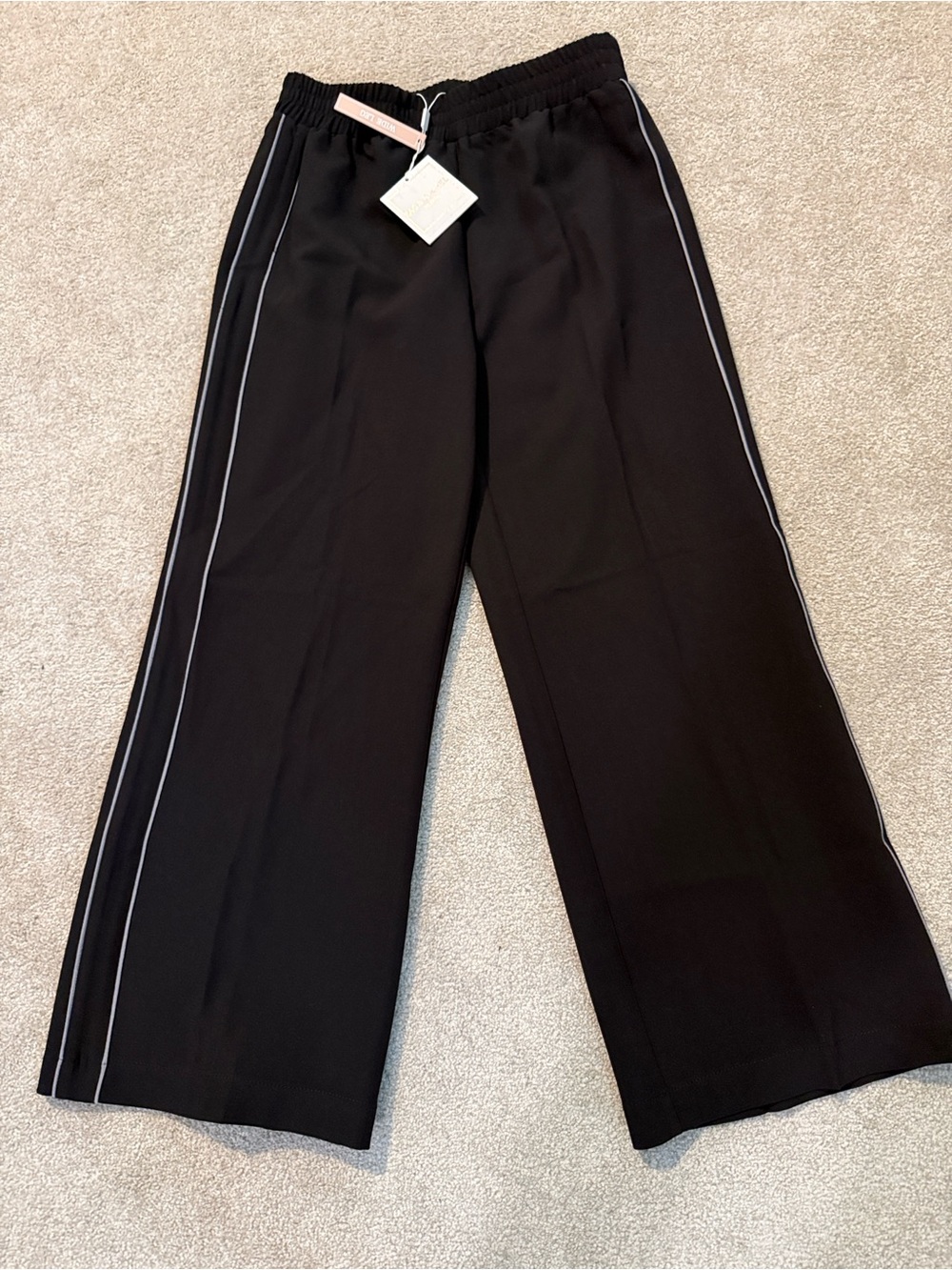Neat Zac & Rachel Black Wide-Leg Track Pants with Side Stripe 4P, 8P, 10P & 12P